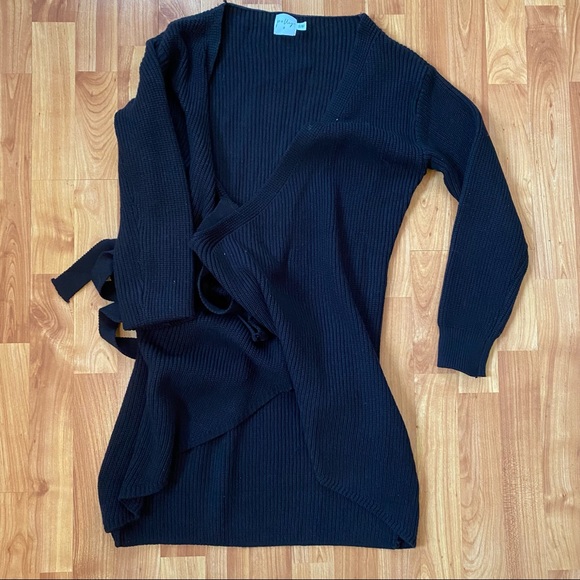 Black Knit Wrap Dress - Picture 2 of 2